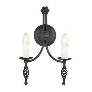 Twin Wall Light Hand Crafted Flower Design Black LED E14 60W