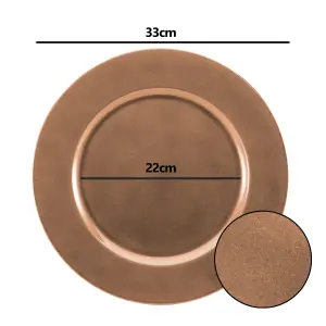 simpa 6PC Rose Gold Metallic Shimmer Decorative Reusable Plastic Charger Plates 33cm Dia