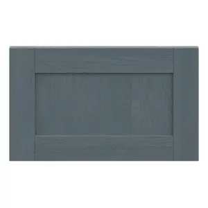 Alpinia Matt dusk blue wood effect Drawer front, bridging door & bi fold door, 356mm x 18mm x 597mm