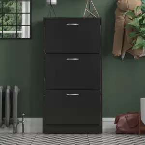 Vida Designs 3 Drawer Shoe Storage Cabinet Black