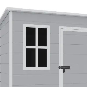 Grey Garden Shed Durable PP Storage Shed with Pent Roof, Window, and Vent, 6 x 6 ft