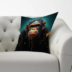 Monkey Face Splashart Blue Cushions 60cm x 60cm