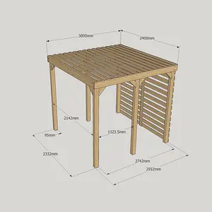 Shade Pergola - Wood - L240 x W300 cm - Rustic Brown