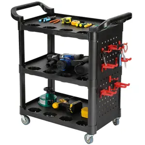 3-Tray Tool Cart on Wheels, Mechanic Tool Cart for Garage, Warehouse