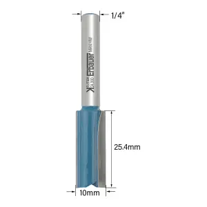 Erbauer 6.35mm ¼" shank Steel & tungsten carbide Straight router cutter (Dia)10mm (L)57.2mm