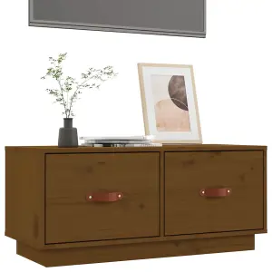 Berkfield TV Cabinet Honey Brown 80x34x35 cm Solid Wood Pine