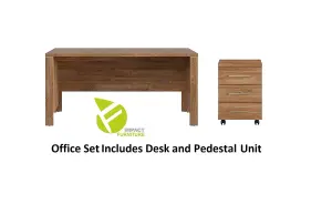 Study Home Office Furniture Set Large Desk + Mobile Pedestal Drawer Oak Effect Gent