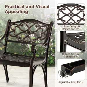 Costway 2 Pcs Cast Aluminum Patio Dining Chairs Heavy Duty Metal Bistro Chairs