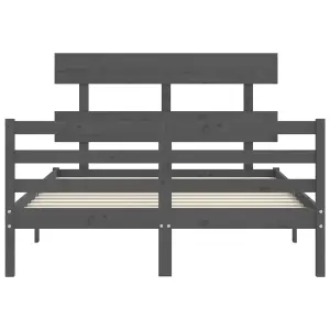 Berkfield Bed Frame with Headboard Grey 140x190 cm Solid Wood