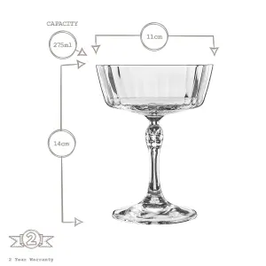 Bormioli Rocco - America '20s Champagne Cocktail Saucers - 275ml - Clear - Pack of 6