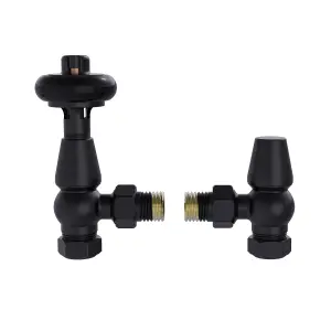 Rinse Bathrooms Chelsea Traditional Angled TRV Thermostatic Radiator Valves Black