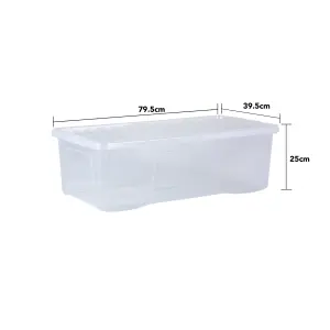 Wham Crystal 4x 62L Plastic Storage Boxes with Lids - Pack of 4.  Long, Large, Made in the UK Clear