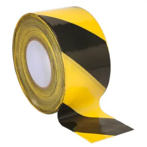 Sealey Hazard Warning Barrier Tape 80mm x 100m Black Yellow Non Adhesive BTBY