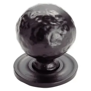 4x Hammered Ball Cupboard Door Knob 33mm Diameter Black Antique Cabinet Handle