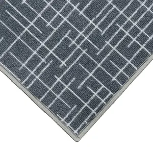 JVL Savio Machine Washable Runner Mat, 57 x 150 cm, Grey