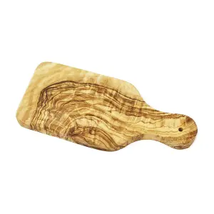 Olive Wood Natural Grained Rustic Kitchen Dining Small Serving Board w/ Handle (L) 23cm x (W) 10cm