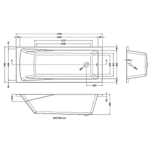 Dezine Florence 1700 x 700mm Straight Bath