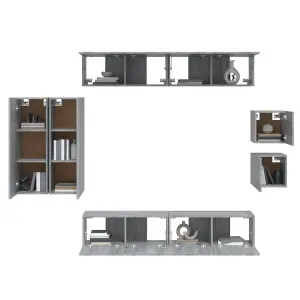 Berkfield 8 Piece TV Cabinet Set Grey Sonoma Engineered Wood