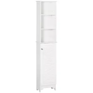 HOMCOM 165cm Freestanding Slimline Bathroom Storage Cabinet w/ 6 Shelves White