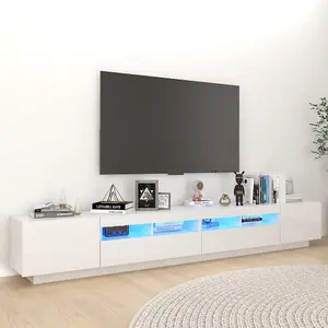 vidaXL TV Cabinet with LED Lights High Gloss White 260x35x40 cm