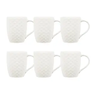 simpa 6PC Porcelain White Love Heart 500ml Mug Set.