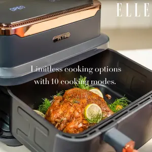 ELLE Air Fryer in Grey and Rose Gold, Triple Basket Air Fryer