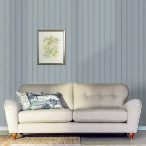 Laura Ashley Seaspray Blue Chalford Wood panel effect Smooth Wallpaper