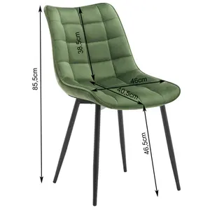 Set Of 4 Dining Room Chairs Kitchen Chair Cushioned Chair Design Chair With Backrests With Fabric Seat And Metal Frame Dark Green