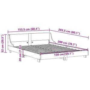 Berkfield Bed Frame without Mattress Wax Brown 150x200 cm King Size Solid Wood Pine