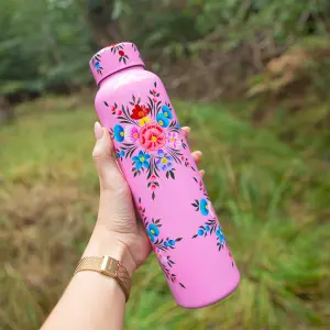 BillyCan Hand-Painted Picnic Water Bottle - 875ml - Raspberry Pansy