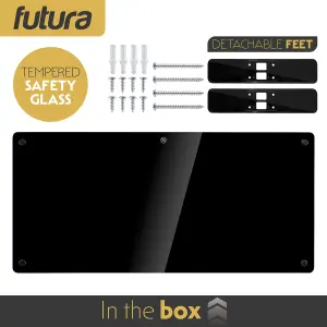 Futura Electric 2000W WIFI Glass Radiator Panel Heater Black Wall Mounted or Floor Standing Bathroom Safe, Timer and Thermostat