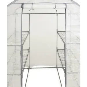 Reinforced Mesh Cover - High-Quality Mesh-Lined PVC Material Greenhouse Cover - Rollable Door With Zippers On Both Sides