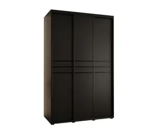 Sleek Black Sliding Door Wardrobe W150cmH205cmD60cm - Modern Storage Solution