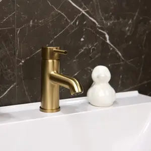 Flode Kumla Mono Basin Mixer Tap - Brushed Brass