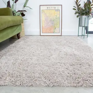 Beige Thick Soft Shaggy Area Rug 120x170cm