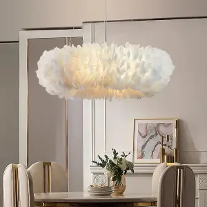 Modern White Chic Fluffy Feather Chandelier Ceiling Pendant Light Shade Dia 50cm