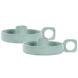 Set of 2 Candle Holders CHORIO Metal Mint Green