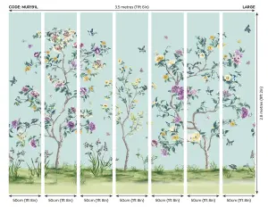 Origin Murals Oriental Flower Tree Blue Matt Smooth Paste the Wall Mural 350cm wide x 280cm high