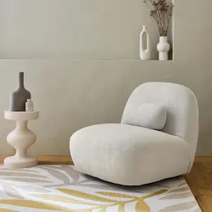 sweeek. Textured terry swivel armchair Spino Cream 85x85x75 cm