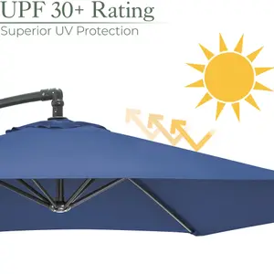 Banana Parasol 3m Large Garden Umbrella - Navy