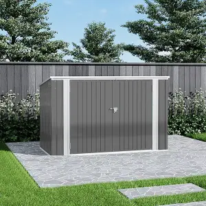 7 x 3ft Outdoor Metal  Garden Storage Shed Pent Tool Shed Bicycle Storage Shed Charcoal Grey