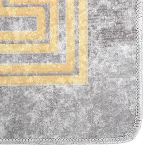 Rug Washable Grey and Gold 150x230 cm Anti Slip