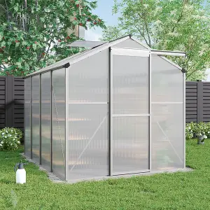 Garden Plants Grow House with Aluminium Frame Large Walk-In Green House with Door and Window 8x6 ft