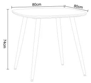 Core Products Aspen White 80cm Square Dining Table with 4 White Plastic Duo Design Chairs