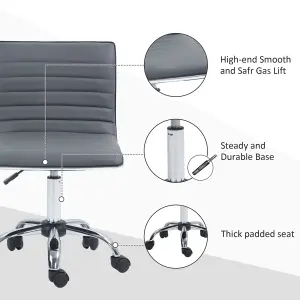 HOMCOM Armless Mid-Back Adjustable Office Chair with 360 Swivel Dark Grey