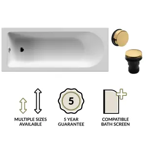 Round Single Ended Bath and Brushed Brass Waste - 1700 x 700mm