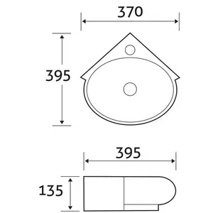 White Stone 395mm L x 395mm W White Ceramic Circular Sink with Overflow