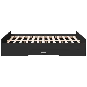 Berkfield Bed Frame with Drawers without Mattress Black 140x190 cm