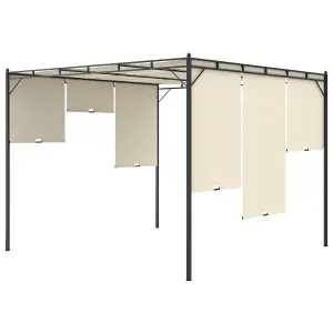 Berkfield Garden Gazebo with Side Curtain 3x3x2.25m Cream