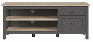 TV Cabinet Media Entertainment Drawer Unit Country Grey Oak Effect Shaker Bocage